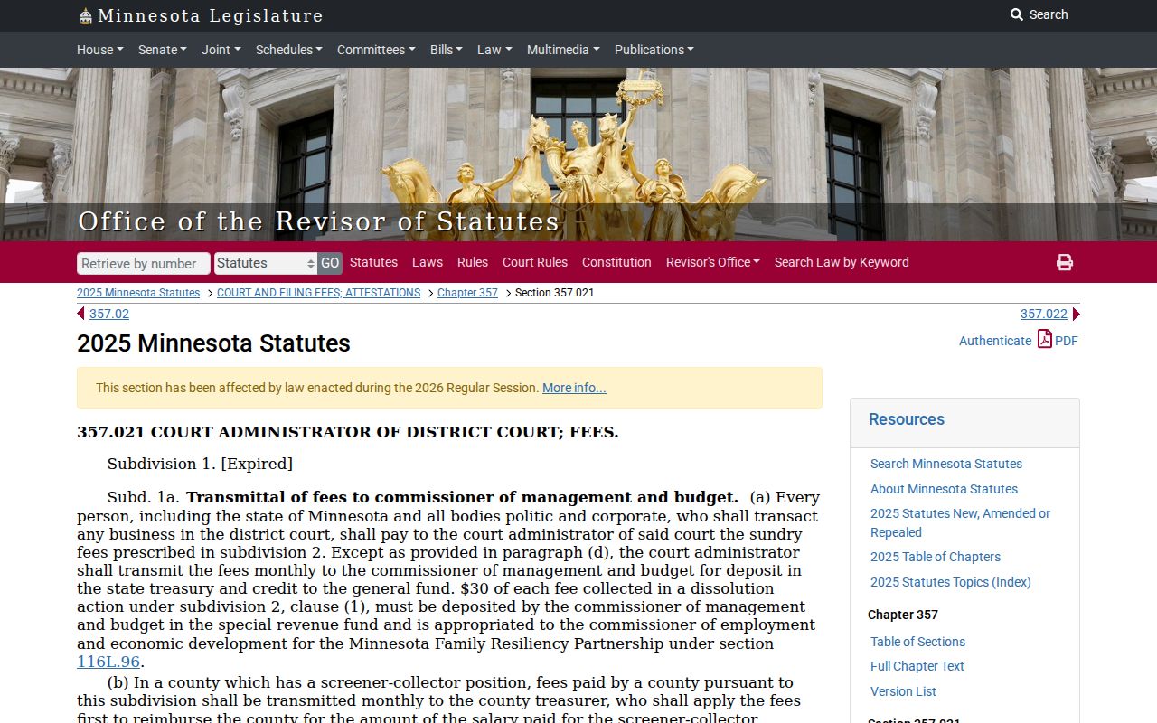 Belle Plaine court records Minnesota court fee authority information