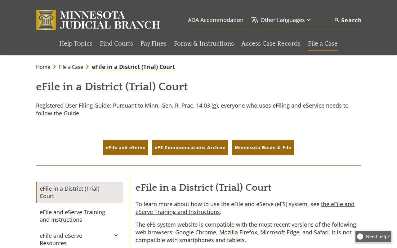 Belle Plaine court records Minnesota eFile and eServe information