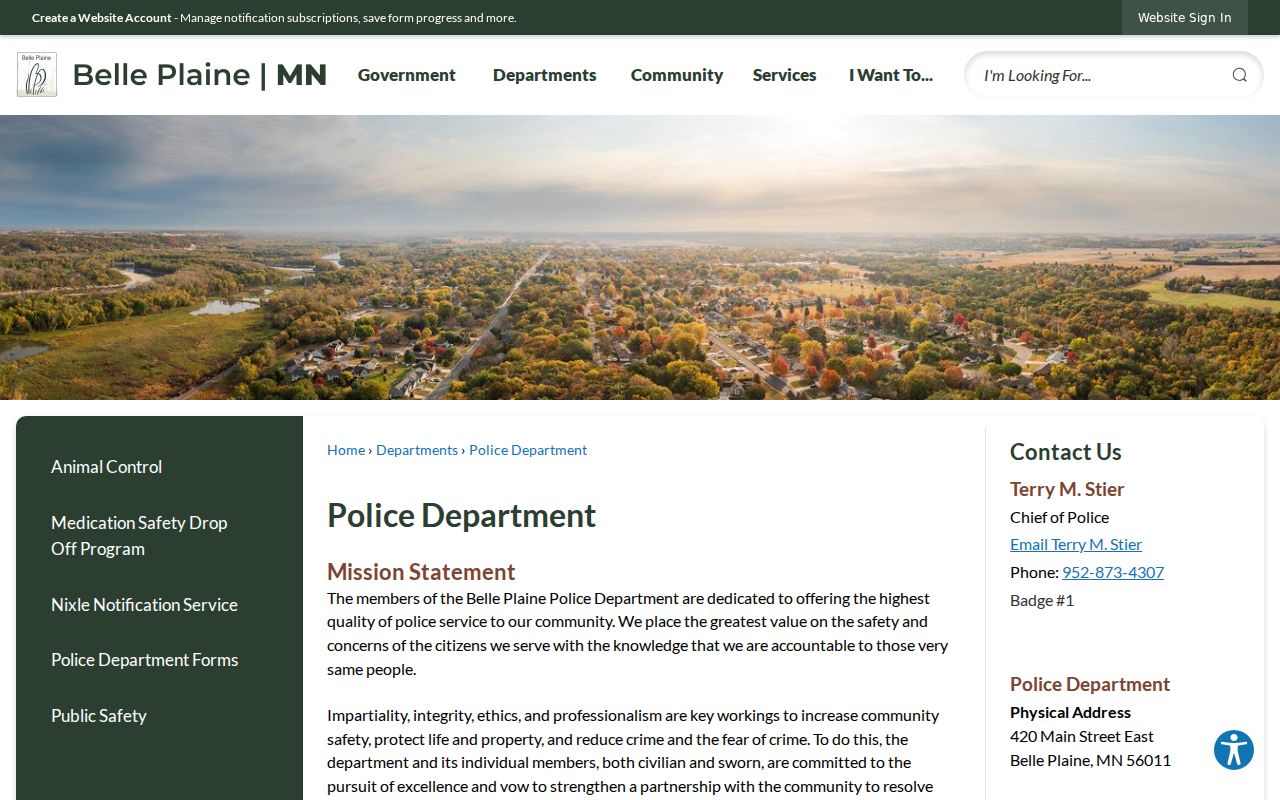 Belle Plaine court records police department routing information