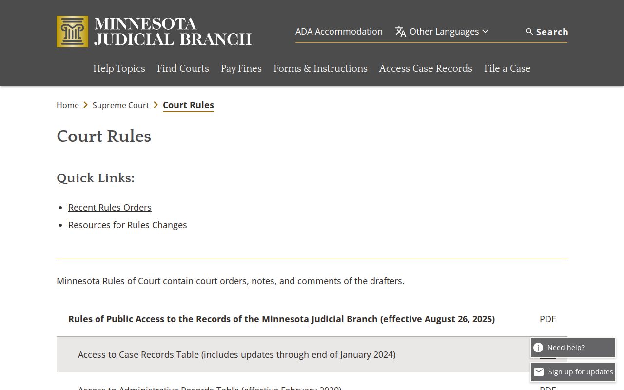 Prior Lake court records Minnesota Judicial Branch access rules