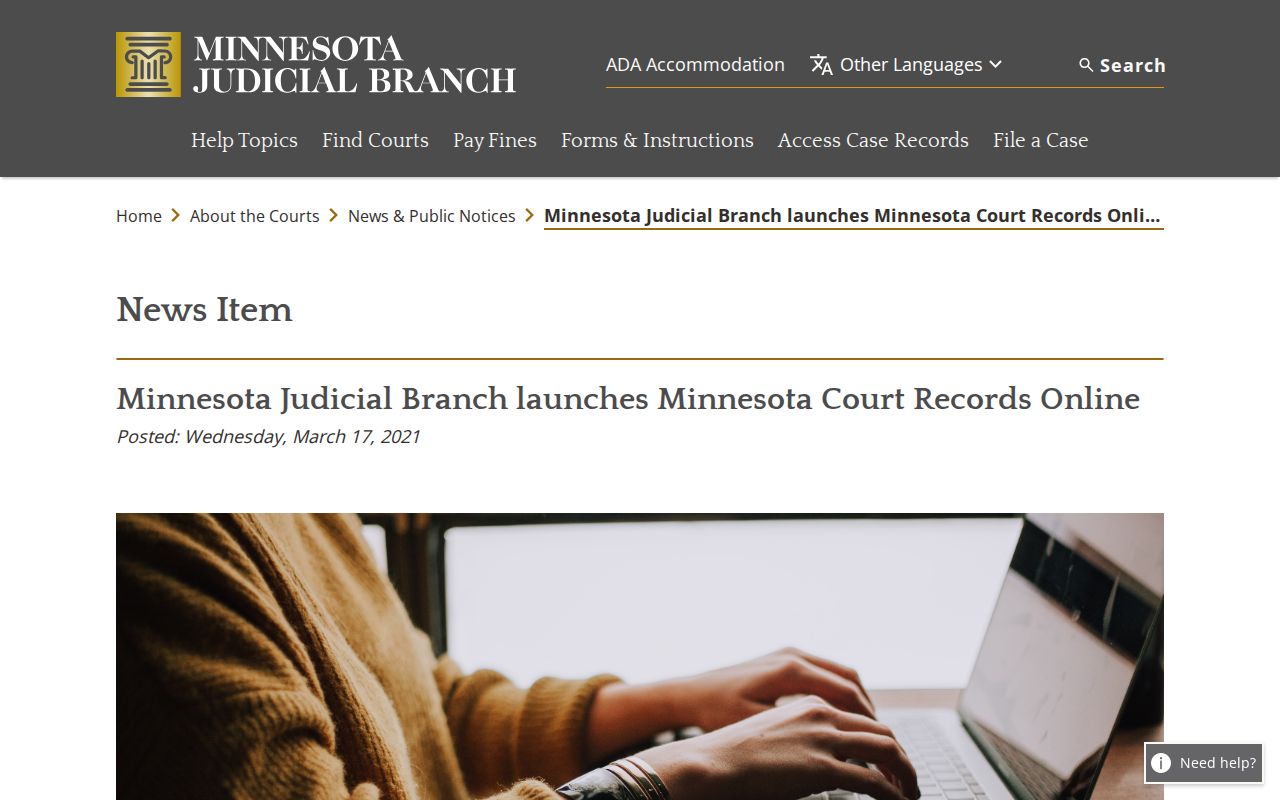 Scott County docket search Minnesota Court Records Online launch information