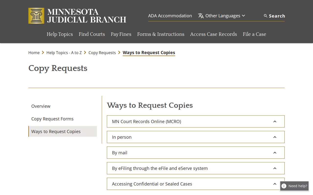 Scott County civil court docket copy-request methods