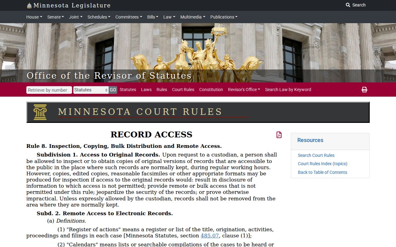 Scott County civil court docket public-access Rule 8 information