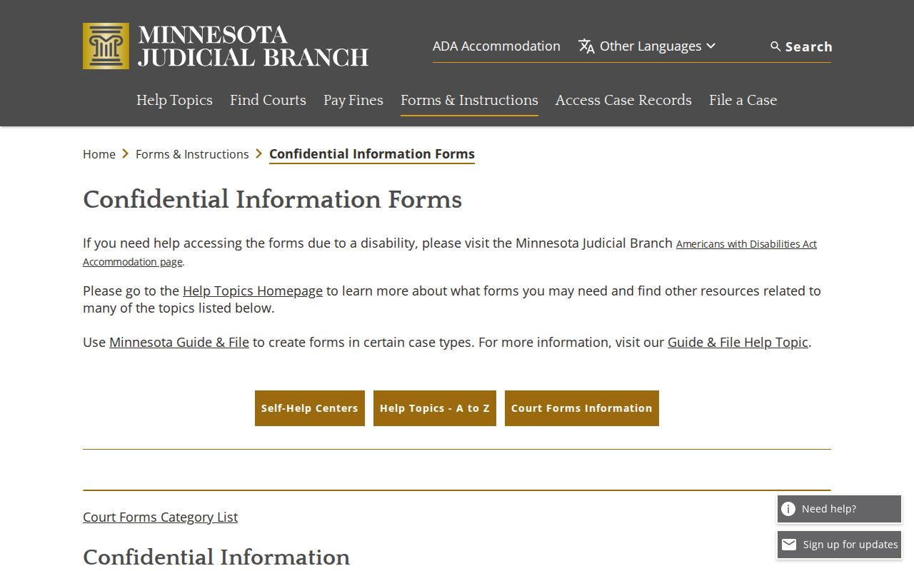 Scott County court records confidential-information forms