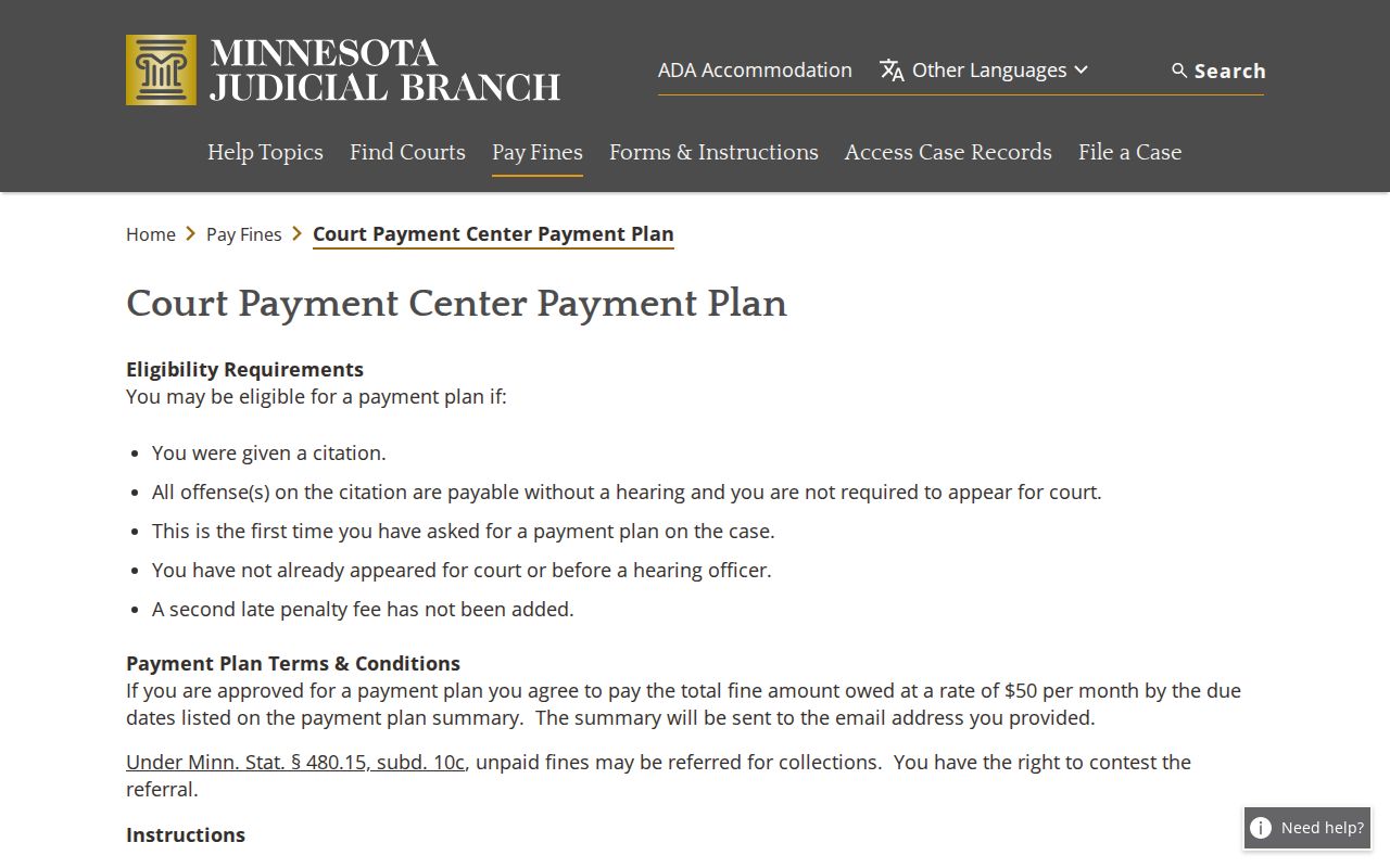 Scott County traffic court payment-plan request information