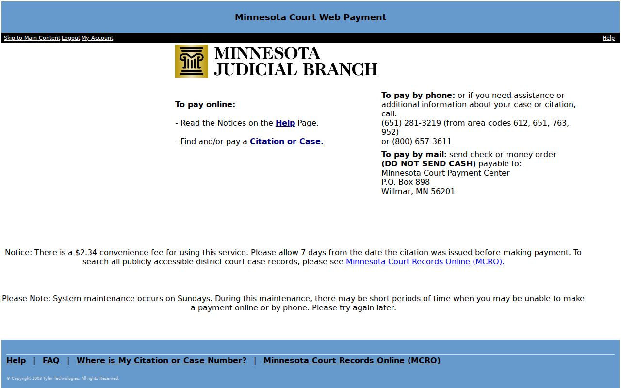 Scott County traffic court Minnesota Court WebPay route