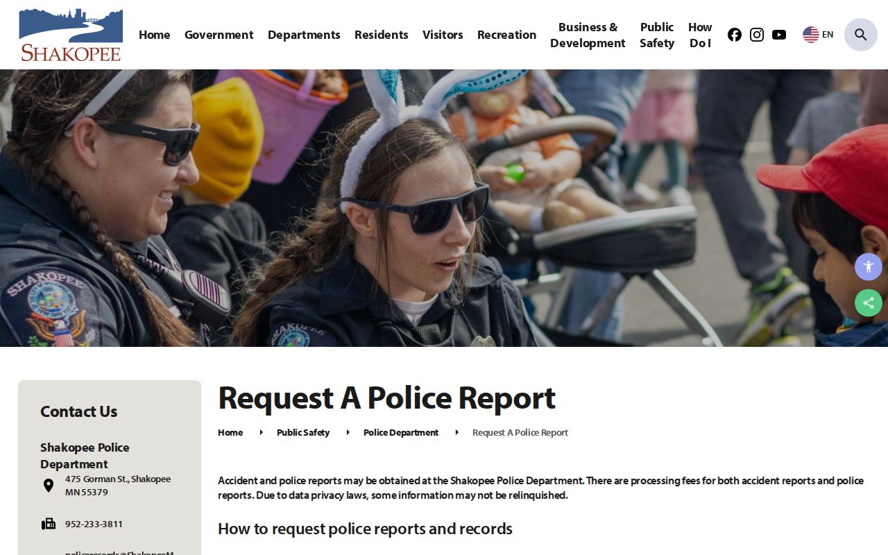 Shakopee court records routing through police records, not a district court docket